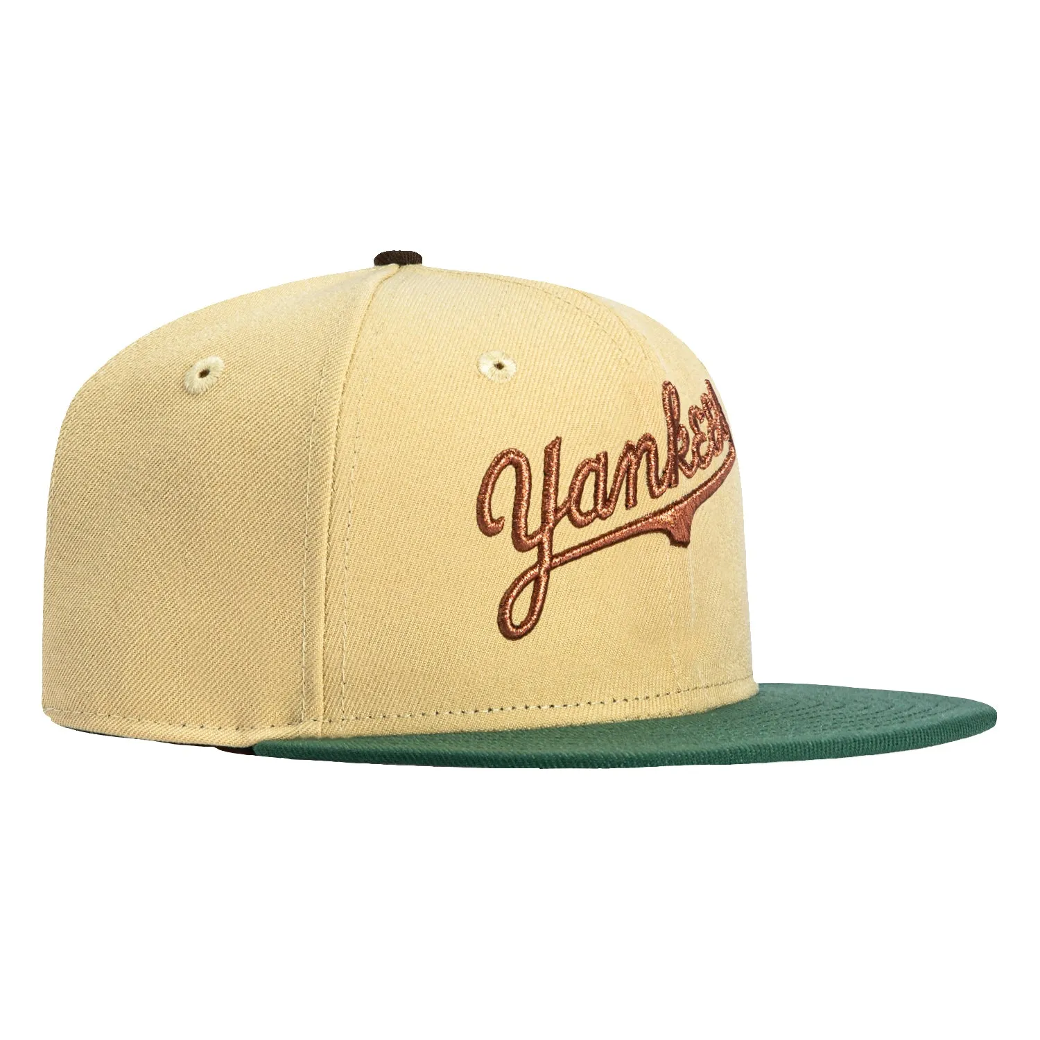 New Era 59Fifty New York Yankees Script Hat - Tan, Green sold by Hat Club