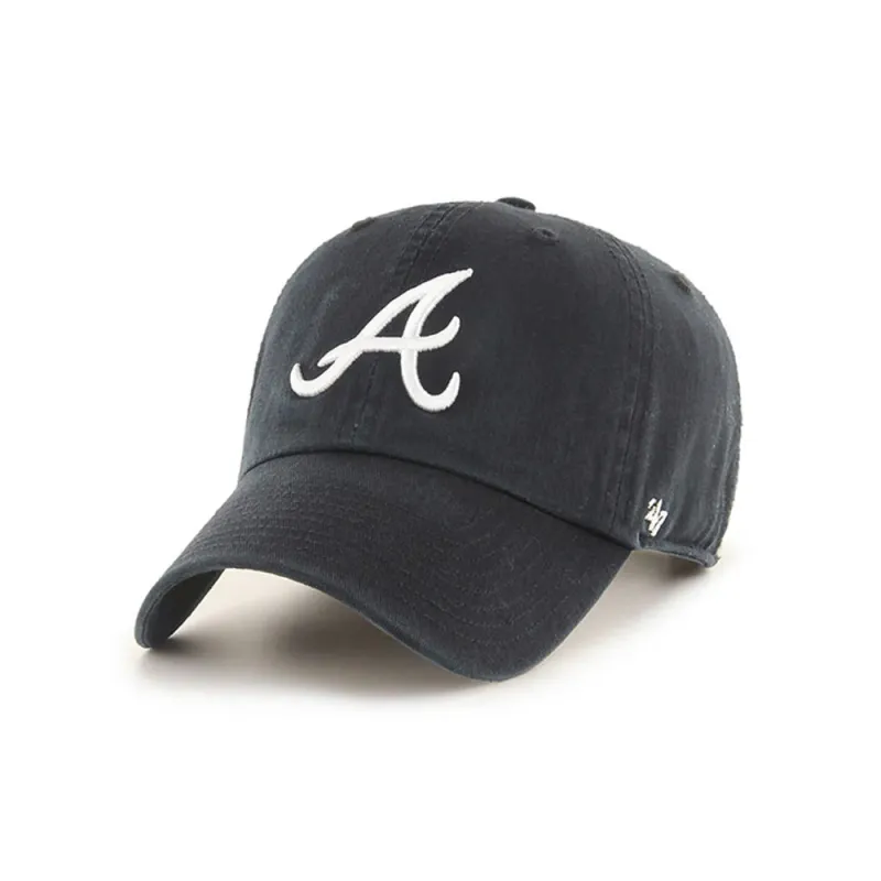 47 Brand Cleanup Atlanta Braves Adjustable Hat - Black, White sold by Hat Club