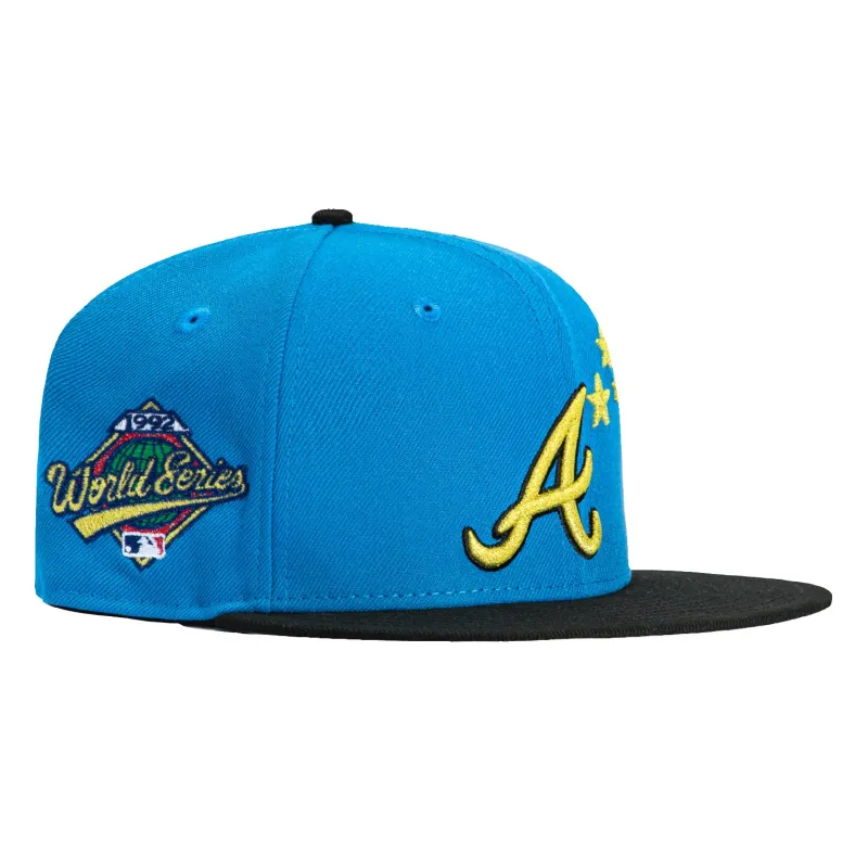 New Era 59Fifty Fireworks Atlanta Braves 1992 World Series Patch Stars Hat - Light Blue, Black sold by Hat Club