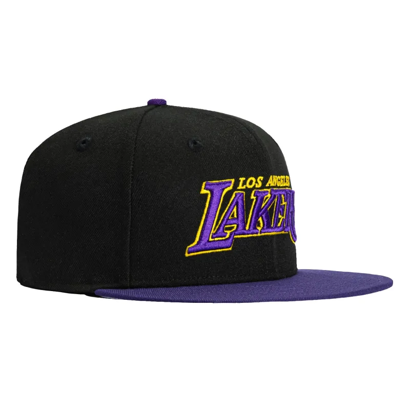 New Era 59Fifty Los Angeles Lakers Word Alternate Hat - Black, Purple, Gold sold by Hat Club