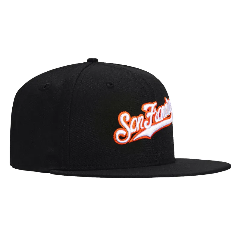 New Era 59Fifty San Francisco Giants Script Hat - Black, White, Orange sold by Hat Club