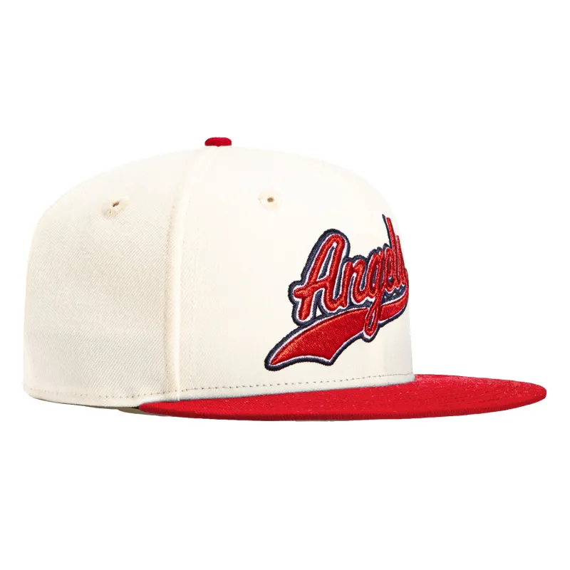 New Era 59Fifty Los Angeles Angels Script Hat - White, Red sold by Hat Club