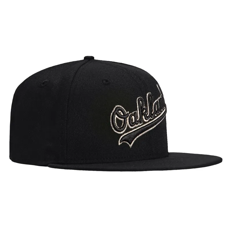 New Era 59Fifty Oakland Athletics Script Hat - Black, Black sold by Hat Club