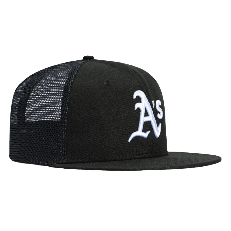 New Era 59Fifty Oakland Athletics Trucker Hat - Black, White sold by Hat Club
