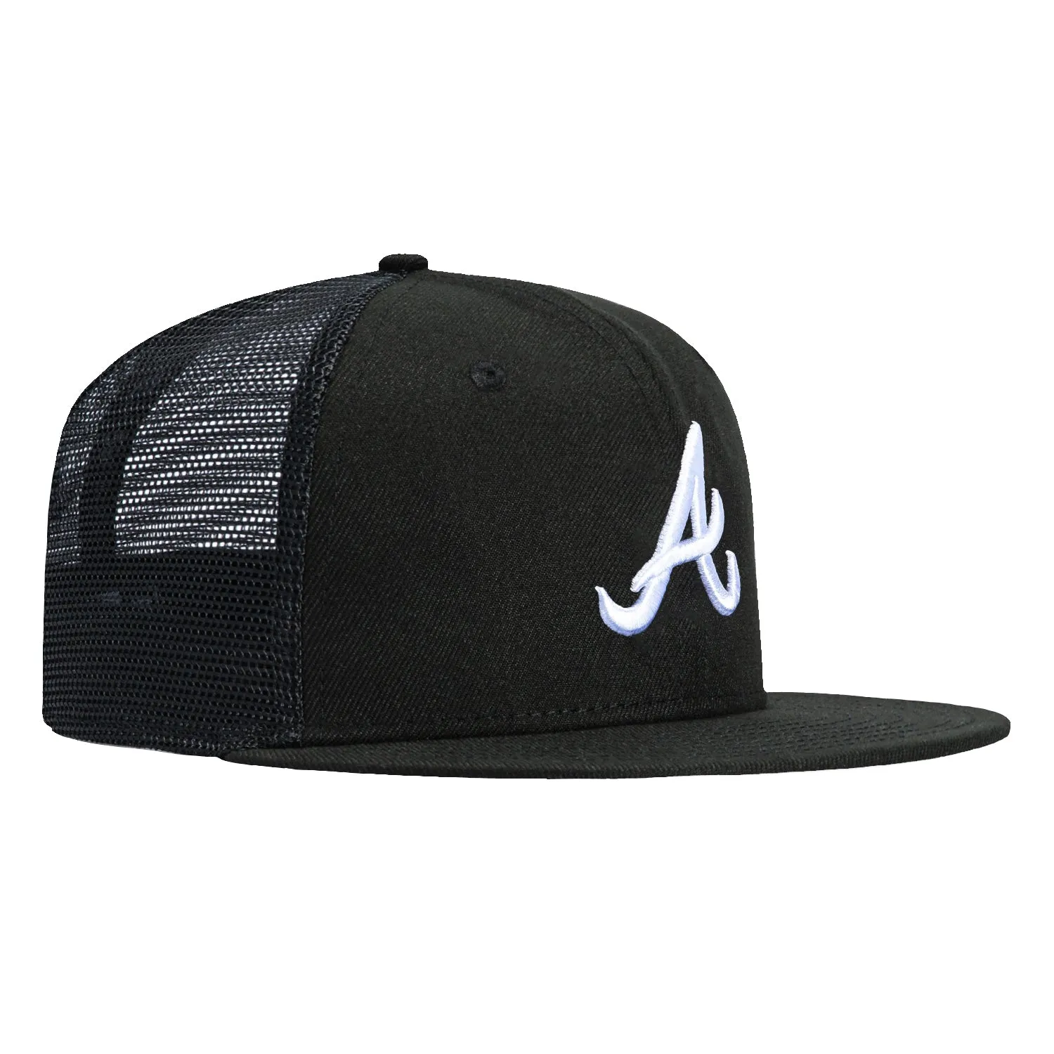 New Era 59Fifty Atlanta Braves Trucker Hat - Black, White sold by Hat Club