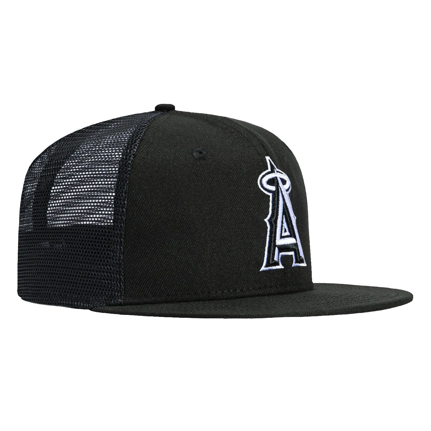 New Era 59Fifty Los Angeles Angels Trucker Hat - Black, White sold by Hat Club