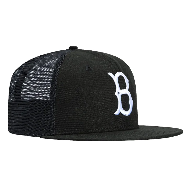 New Era 59Fifty Brooklyn Dodgers Trucker Hat - Black, White sold by Hat Club
