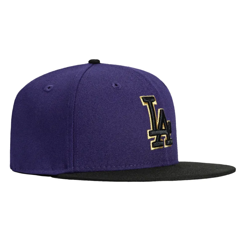 New Era 59Fifty Los Angeles Dodgers Hat - Purple, Black, Metallic Gold sold by Hat Club