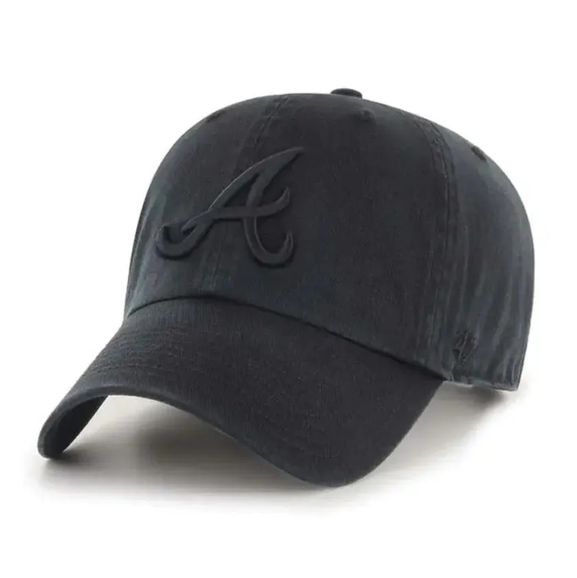 47 Brand Atlanta Braves Cleanup Adjustable Hat - Black, Black sold by Hat Club