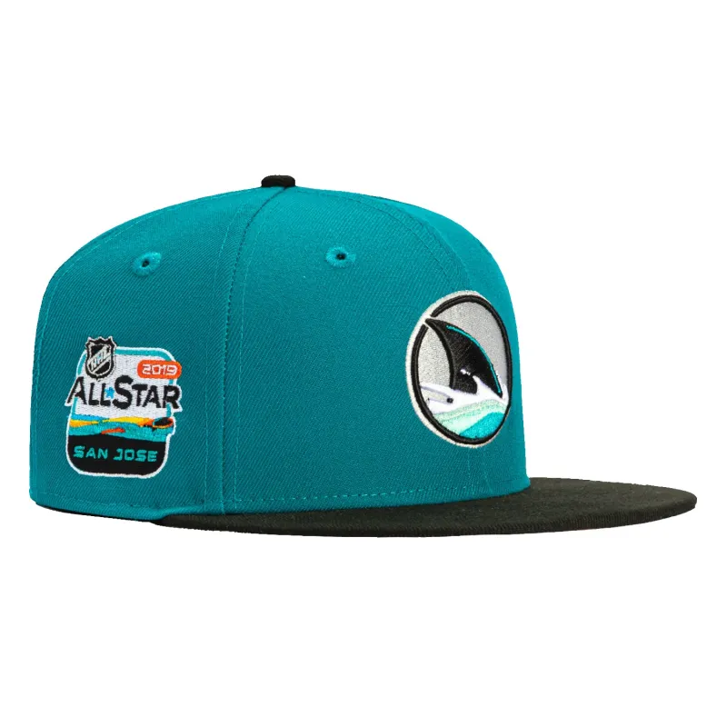 New Era 59Fifty San Jose Sharks 2019 All Star Game Patch Alternate Hat - Teal, Black made by New Era