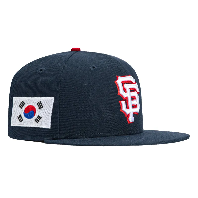 New Era 59Fifty San Francisco Giants Korea Flag Patch Hat - Navy, White, Red made by New Era