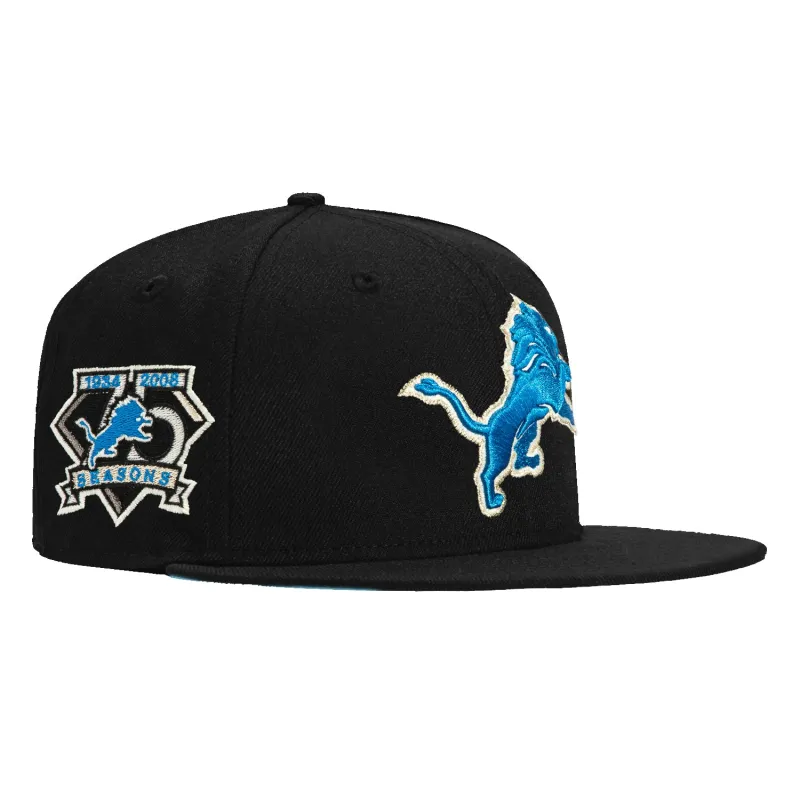 New Era 59Fifty Detroit Lions 75th Anniversary Patch Hat - Black sold by Hat Club