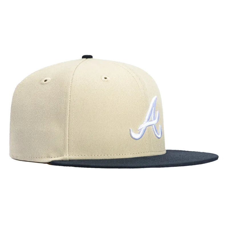 New Era 59Fifty Atlanta Braves Hat - Stone, Navy sold by Hat Club
