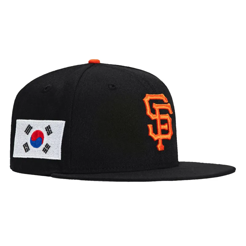 New Era 59Fifty San Francisco Giants Korea Flag Patch Hat - Black, Orange made by New Era