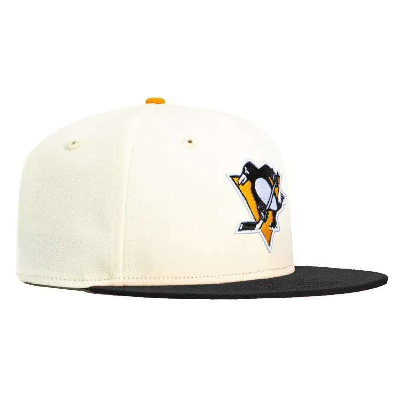 New Era 59Fifty White Dome Pittsburgh Penguins Hat - White, Black sold by Hat Club