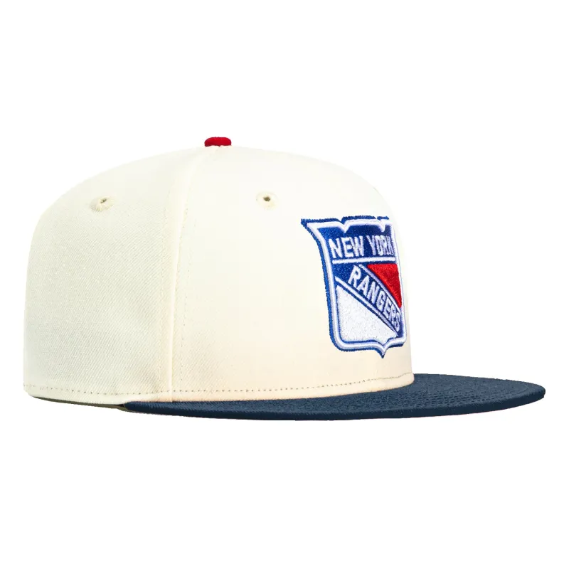 New Era 59Fifty White Dome New York Rangers Hat - White, Navy sold by Hat Club
