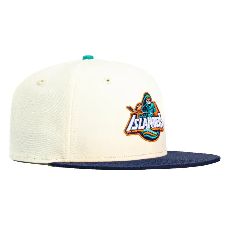 New Era 59Fifty White Dome New York Islanders Hat - White, Light Navy sold by Hat Club