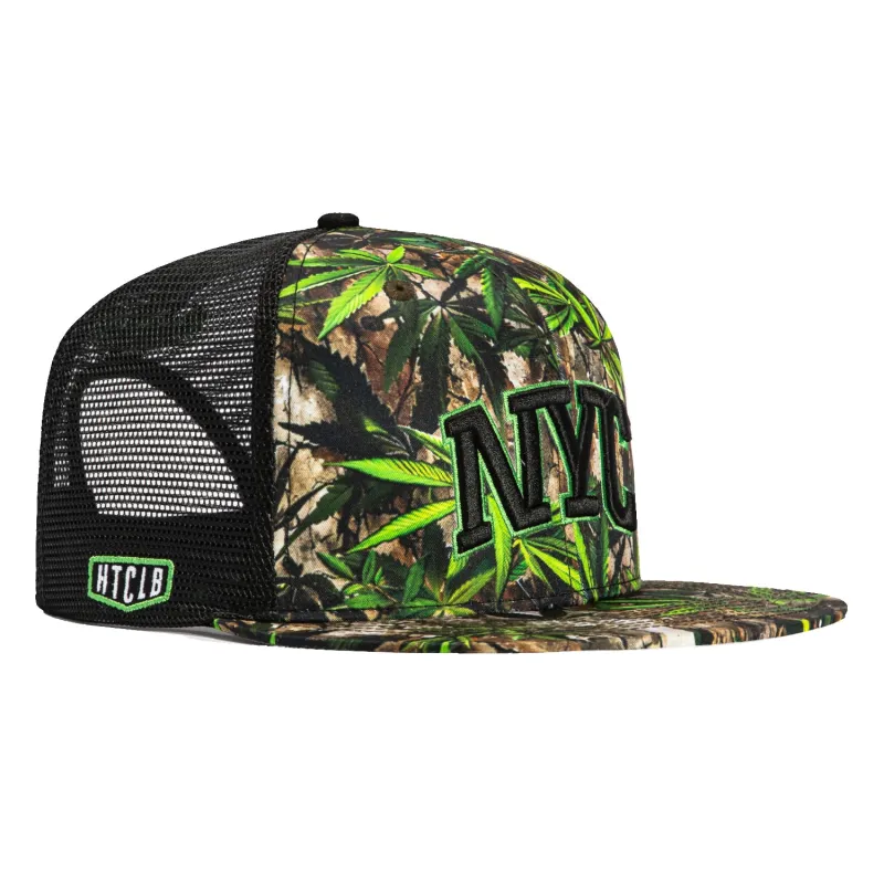 Field Grade New York City NYC Hat Club Logo Patch Trucker Snapback Hat - Realtree made by Hat Club