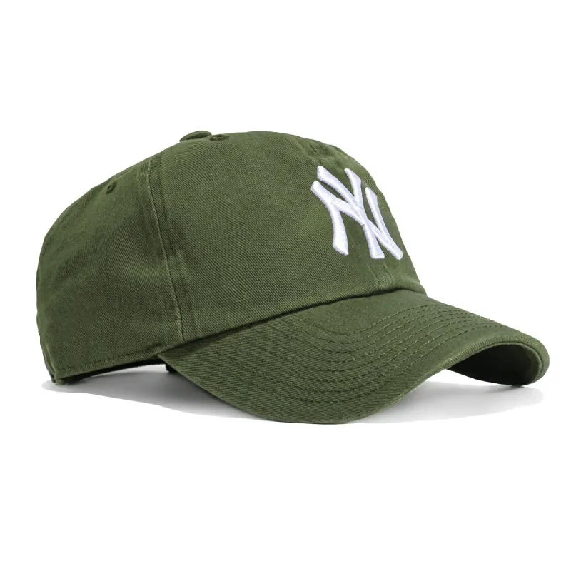 47 Brand New York Yankees Cleanup Adjustable Hat - Moss Green, White made by 47