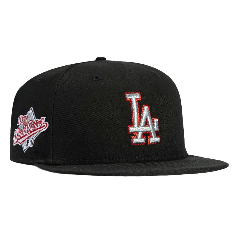 New Era 59Fifty Los Angeles Dodgers 1988 World Series Patch Hat - Black, Metallic Silver, Red sold by Hat Club