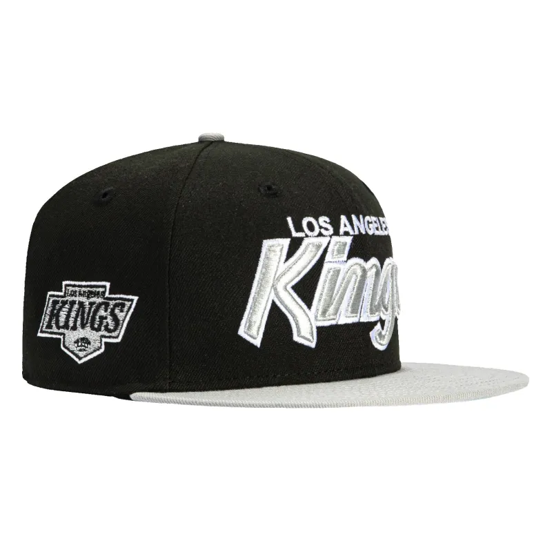New Era 59Fifty Los Angeles Kings Logo Patch Script Hat - Black, Grey sold by Hat Club