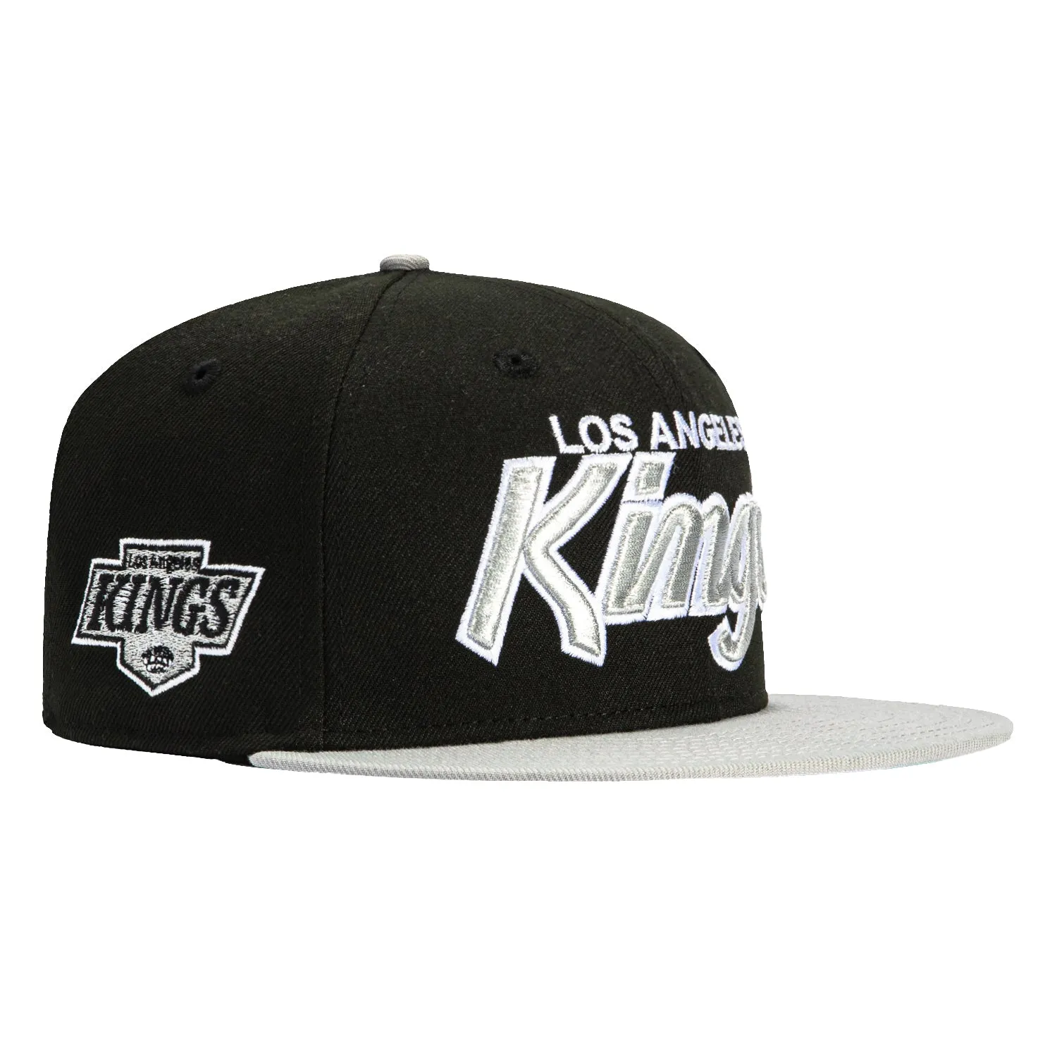 New Era 59Fifty Los Angeles Kings Logo Patch Script Hat - Black, Grey sold by Hat Club