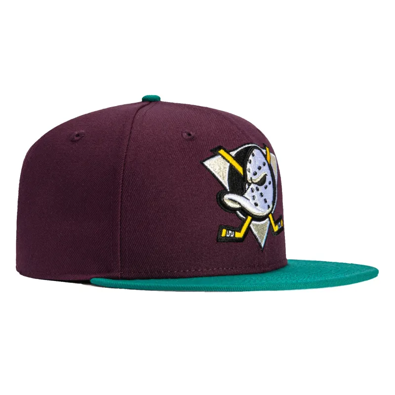 New Era 59Fifty Anaheim Ducks Hat - Maroon, Teal made by New Era