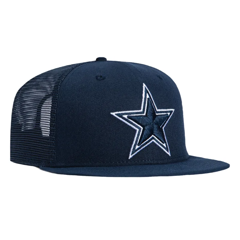 New Era 9Fifty Dallas Cowboys Trucker Snapback Hat - Navy made by Hat Club