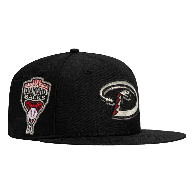 New Era 59Fifty Arizona Diamondbacks Inaugural Patch D Hat - Black, Metallic Silver, Red sold by Hat Club