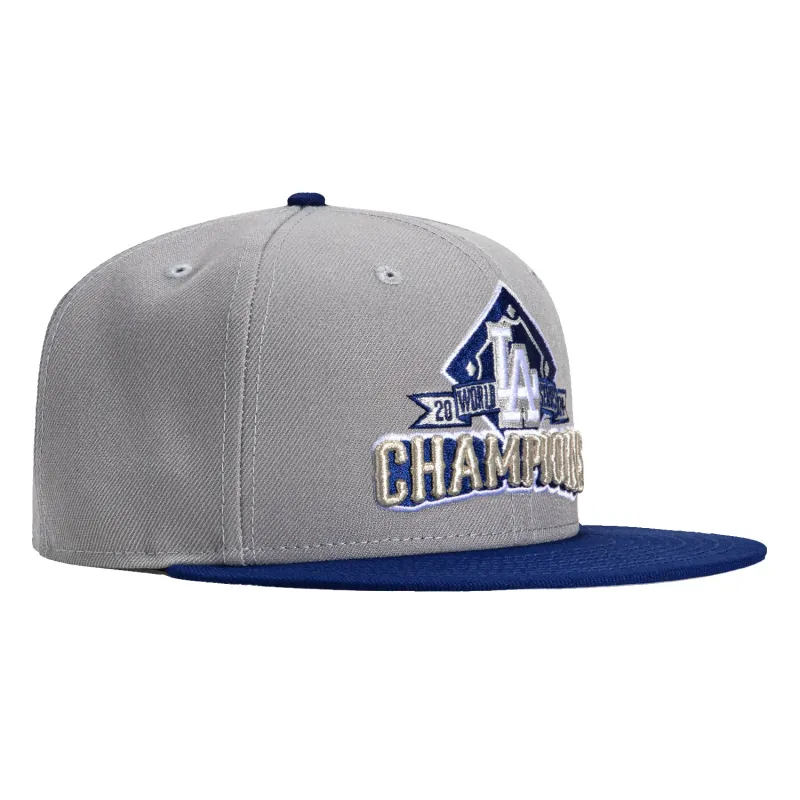 New Era 9Fifty Los Angeles Dodgers 2024 World Series Champions Snapback Hat - Grey, Royal made by New Era