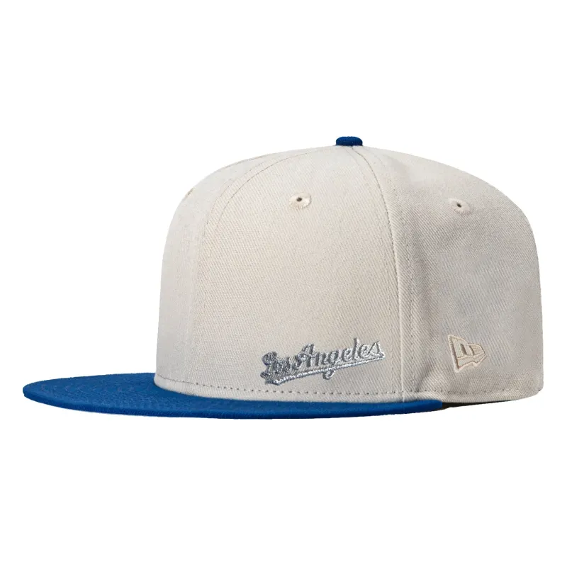 New Era 59Fifty Flawless Script Los Angeles Dodgers 1955 World Series Patch Hat - Stone, Royal made by New Era