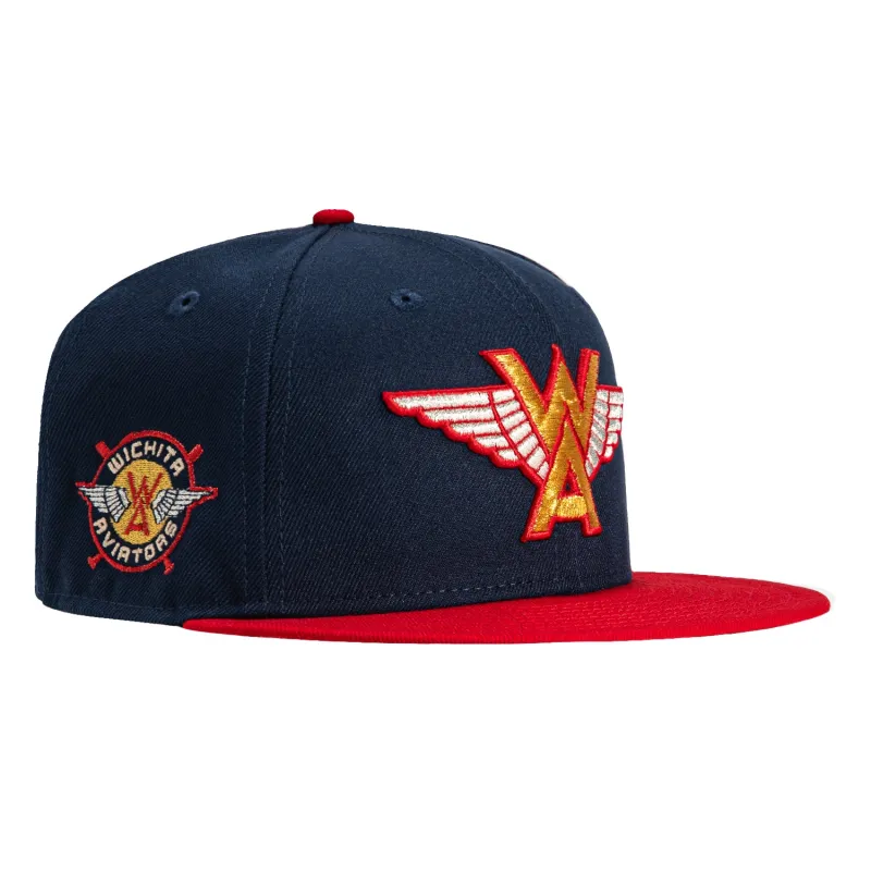 New Era 59Fifty Wichita Aviators Logo Patch Hat - Navy, Red sold by Hat Club