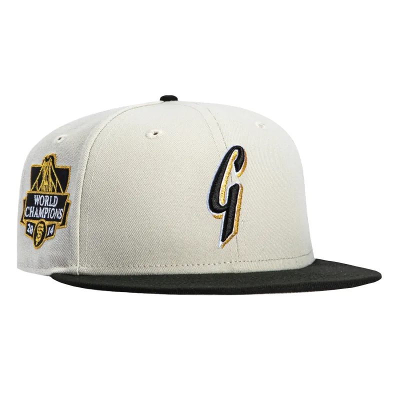 New Era 59Fifty San Francisco Giants 2014 World Series Champions Patch G Hat - Stone, Black, Metallic Gold sold by Hat Club