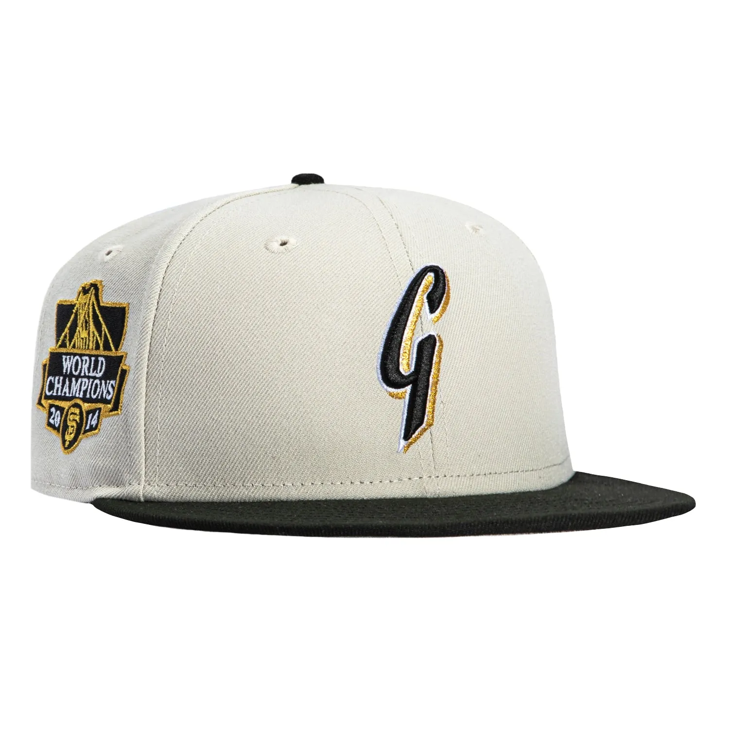 New Era 59Fifty San Francisco Giants 2014 World Series Champions Patch G Hat - Stone, Black, Metallic Gold sold by Hat Club