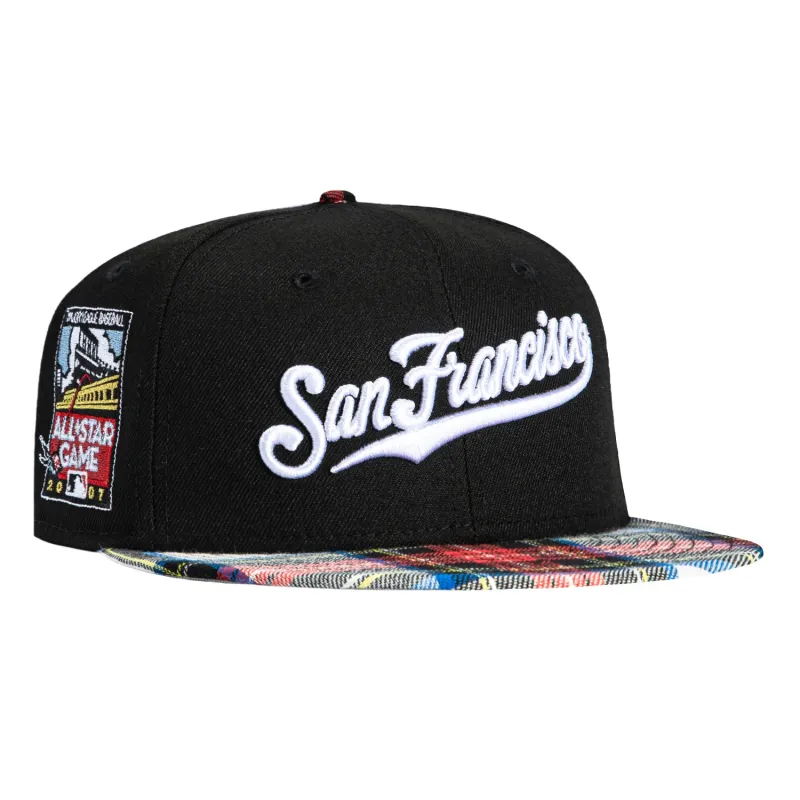 New Era 59Fifty Flannel San Francisco Giants 2007 All Star Game Patch Script Hat - Black, Red Flannel sold by Hat Club