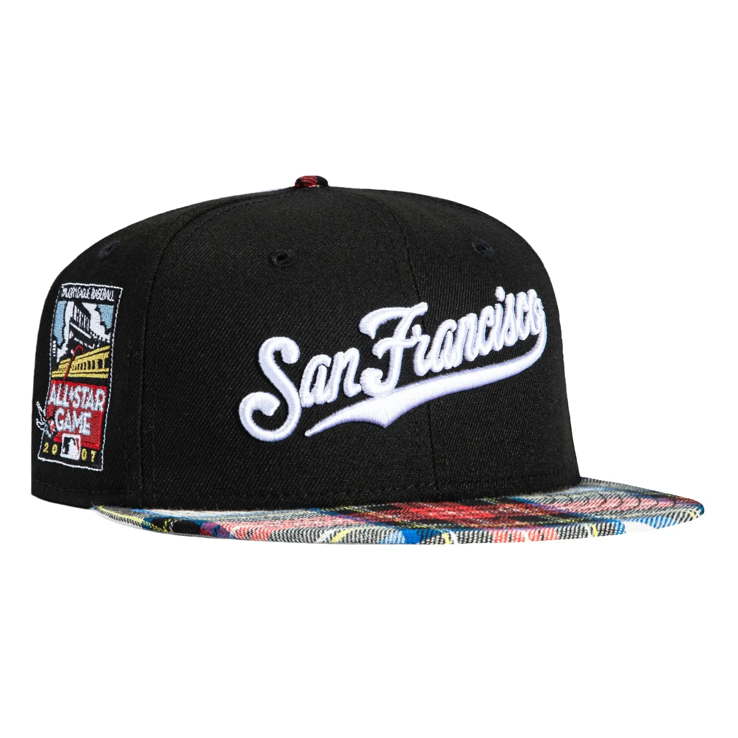 New Era 59Fifty Flannel San Francisco Giants 2007 All Star Game Patch Script Hat - Black, Red Flannel sold by Hat Club
