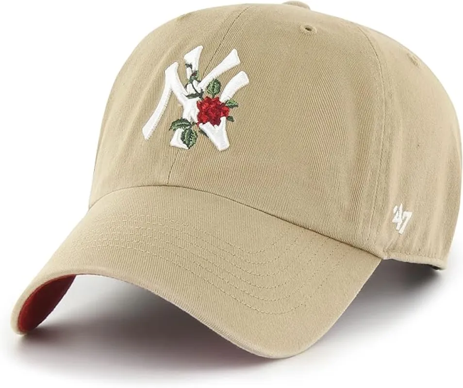 47 Brand Cleanup New York Yankees Adjustable Thorn Hat - Khaki, White made by 47