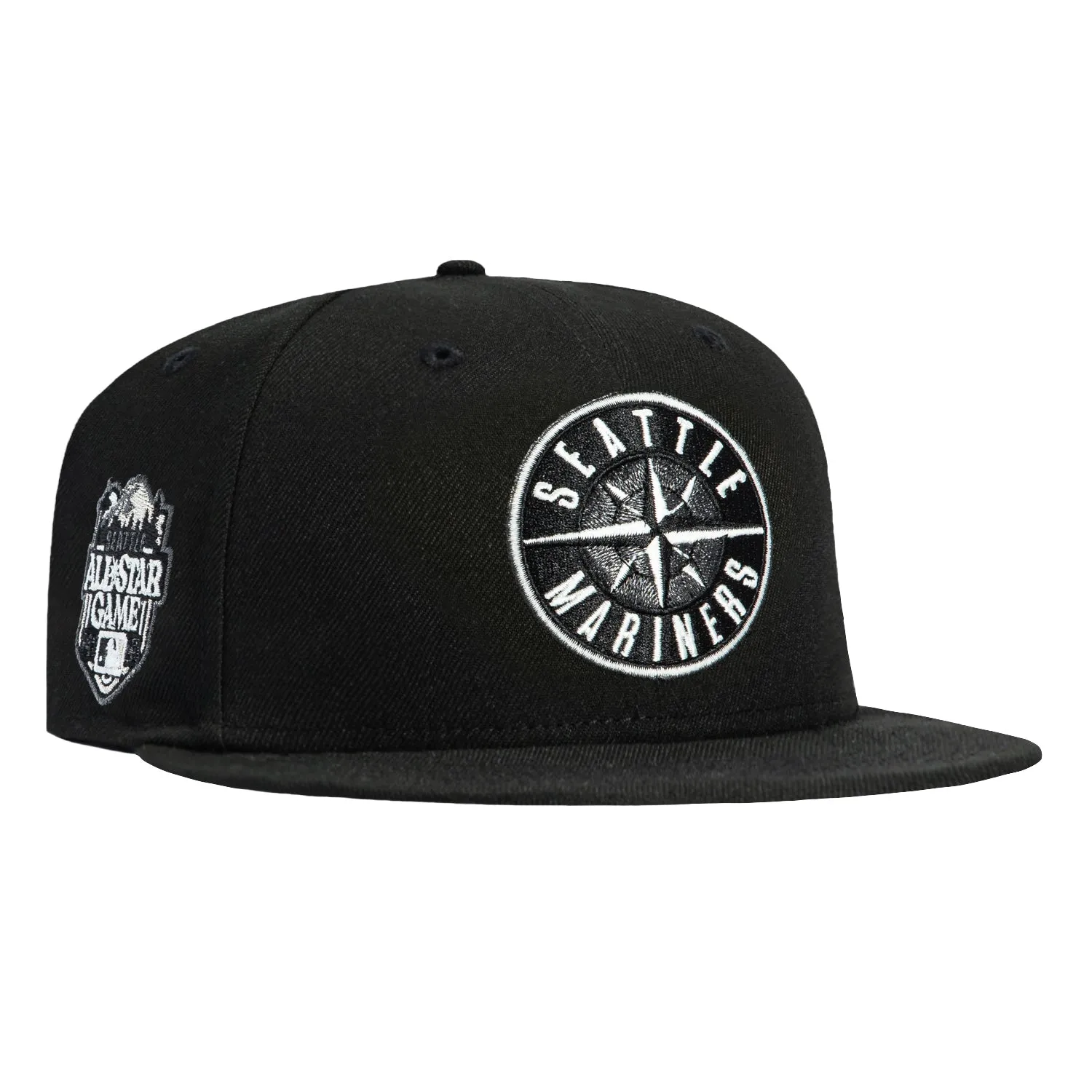New Era 59Fifty Glow in the Dark Seattle Mariners 2023 All Star Game Patch Logo Hat - Black, White sold by Hat Club