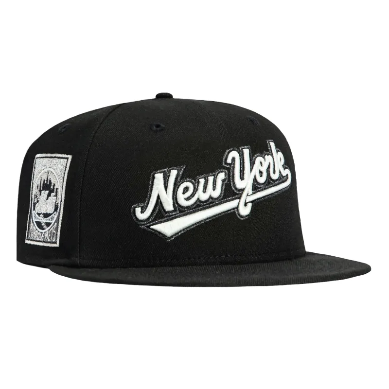 New Era 59Fifty Glow in the Dark New York Mets 25th Anniversary Patch Word Hat - Black, White made by New Era