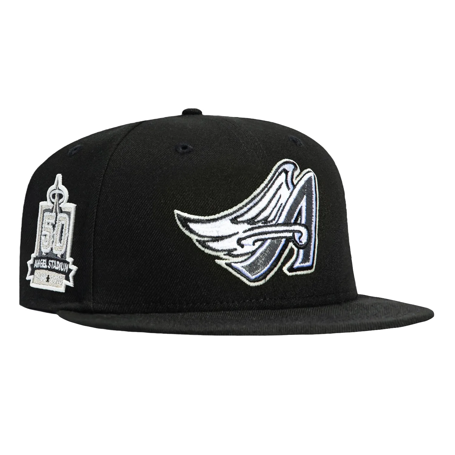 New Era 59Fifty Glow in the Dark Los Angeles Angels 50th Anniversary Stadium Patch Hat - Black, White sold by Hat Club
