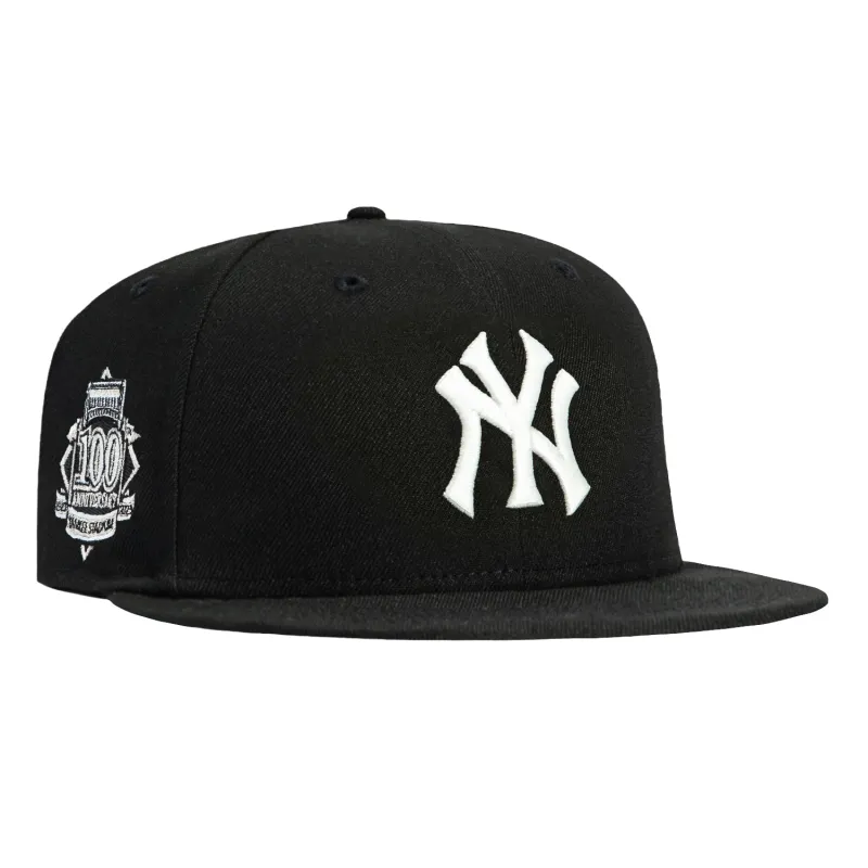 New Era 59Fifty Glow in the Dark New York Yankees 100th Anniversary Stadium Patch Hat - Black, White made by New Era