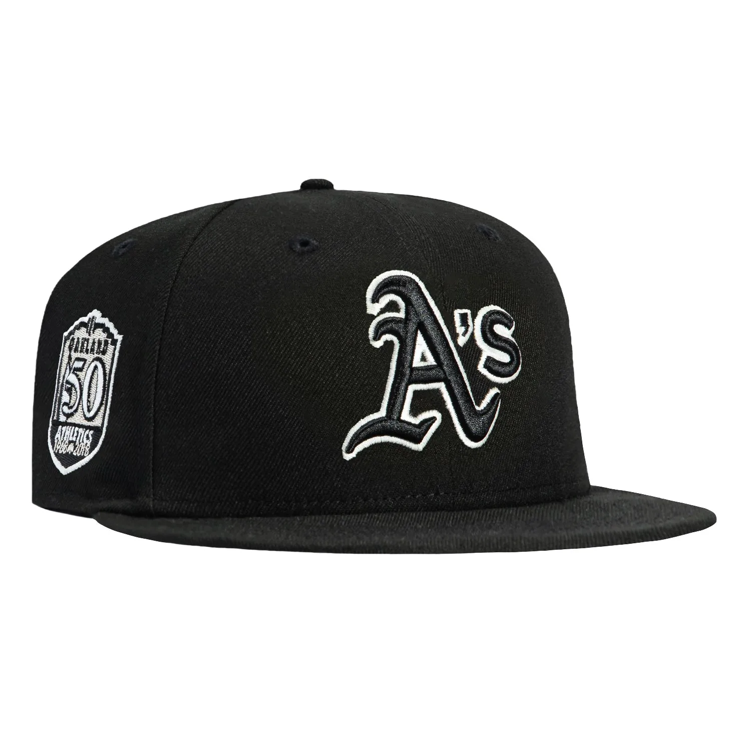 New Era 59Fifty Glow in the Dark Oakland Athletics 50th Anniversary Patch Hat - Black, White sold by Hat Club