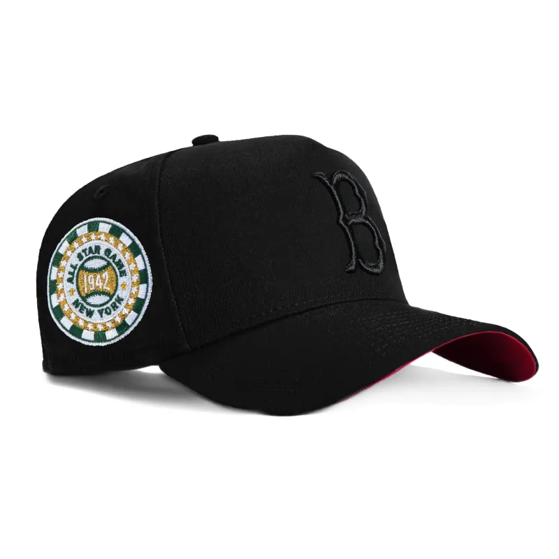 New Era 9Forty A-Frame Brooklyn Dodgers 1942 All Star Game Patch Snapback Red UV Hat - Black, Black made by New Era