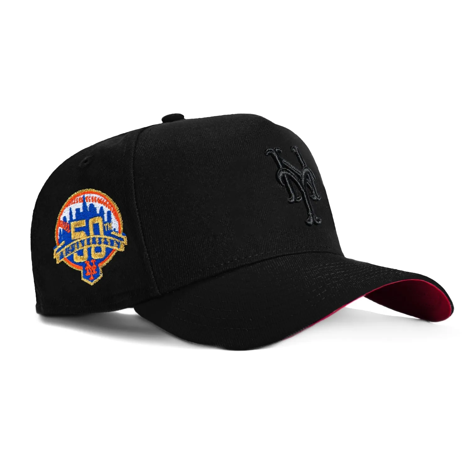 New Era 9Forty A-Frame New York Mets 50th Anniversary Patch Snapback Red UV Hat - Black, Black sold by Hat Club