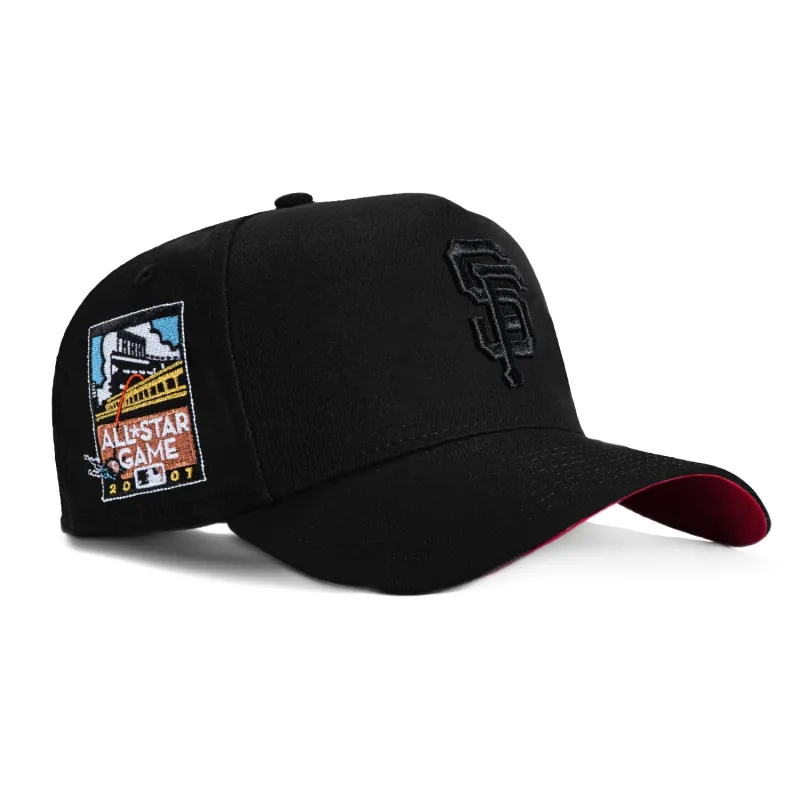 New Era 9Forty A-Frame San Francisco Giants 2007 All Star Game Patch Snapback Red UV Hat - Black, Black made by Hat Club