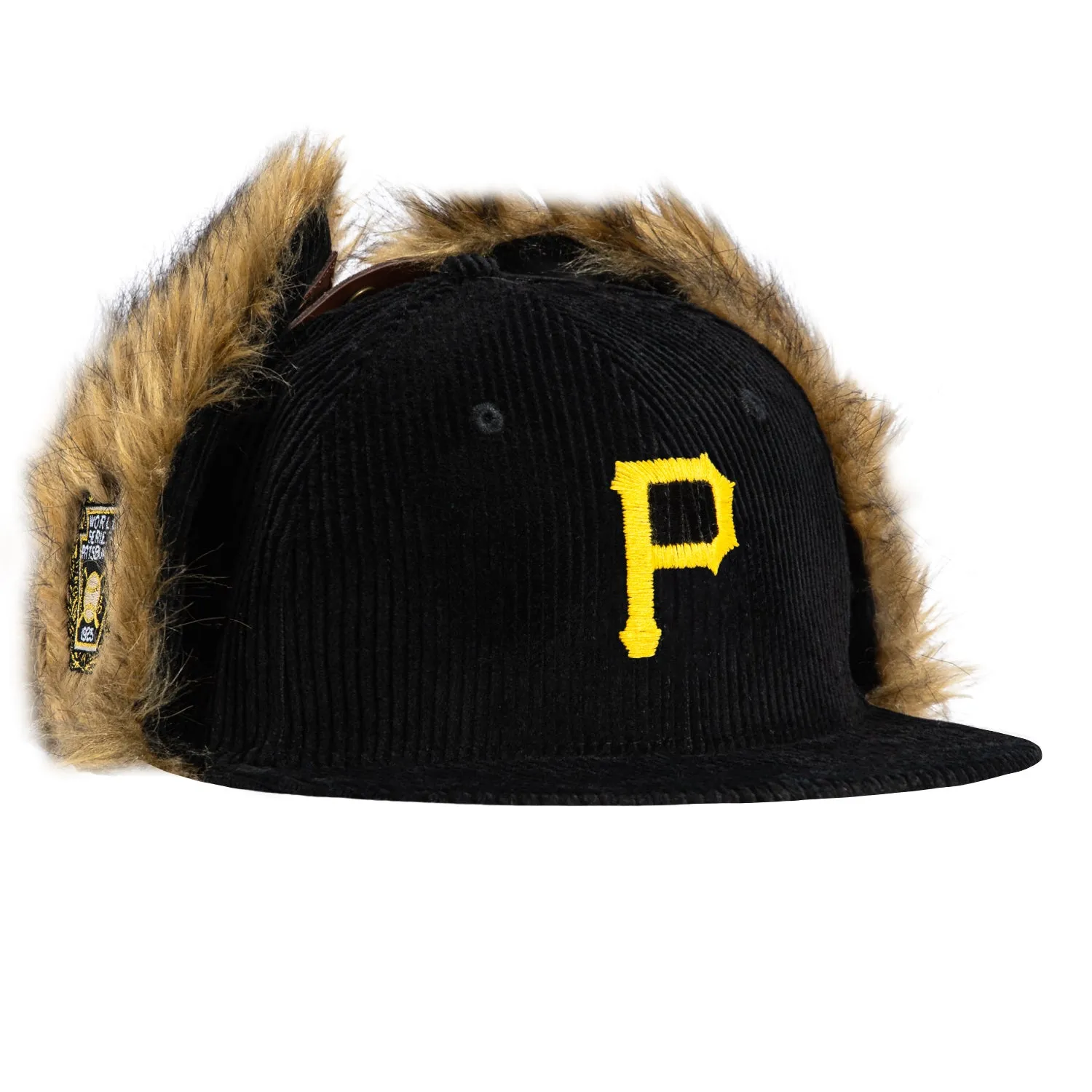 New Era 59Fifty Dog Ear Pittsburgh Pirates 1925 World Series Patch Corduroy Faux Fur Hat - Black sold by Hat Club
