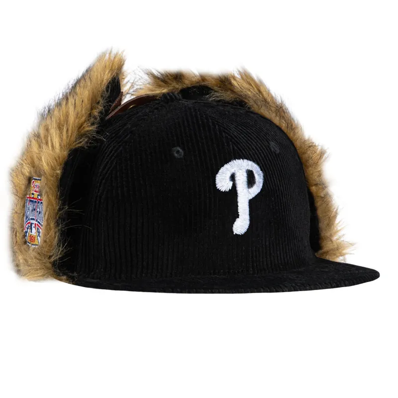 New Era 59Fifty Dog Ear Philadelphia Phillies 1996 All Star Game Patch Corduroy Faux Fur Hat - Black sold by Hat Club