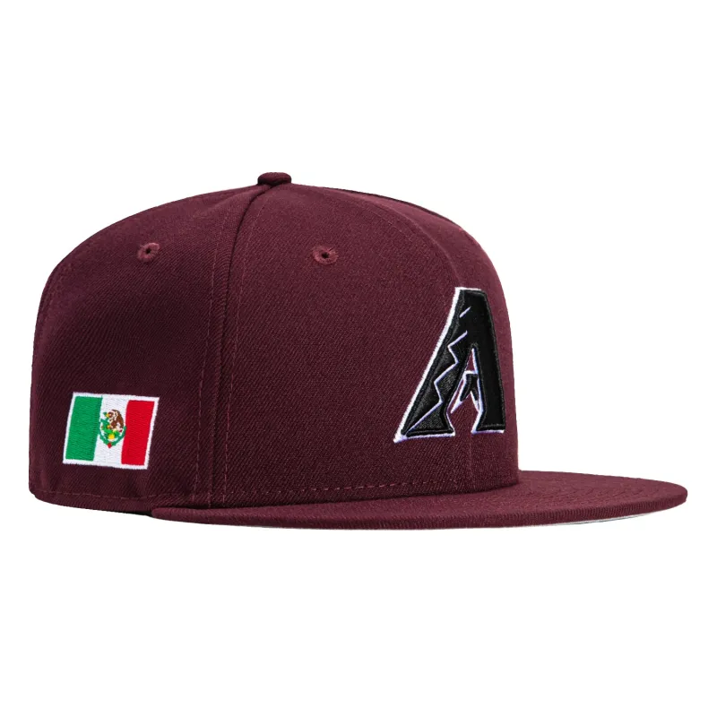 New Era 59Ffity Arizona Diamondbacks Mexico Flag Patch Hat - Maroon, Black, White sold by Hat Club