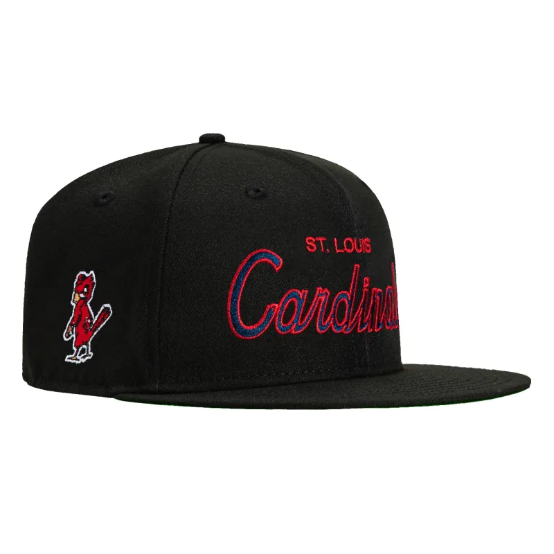 New Era 59Fifty St Louis Cardinals Logo Patch Script Hat - Black sold by Hat Club