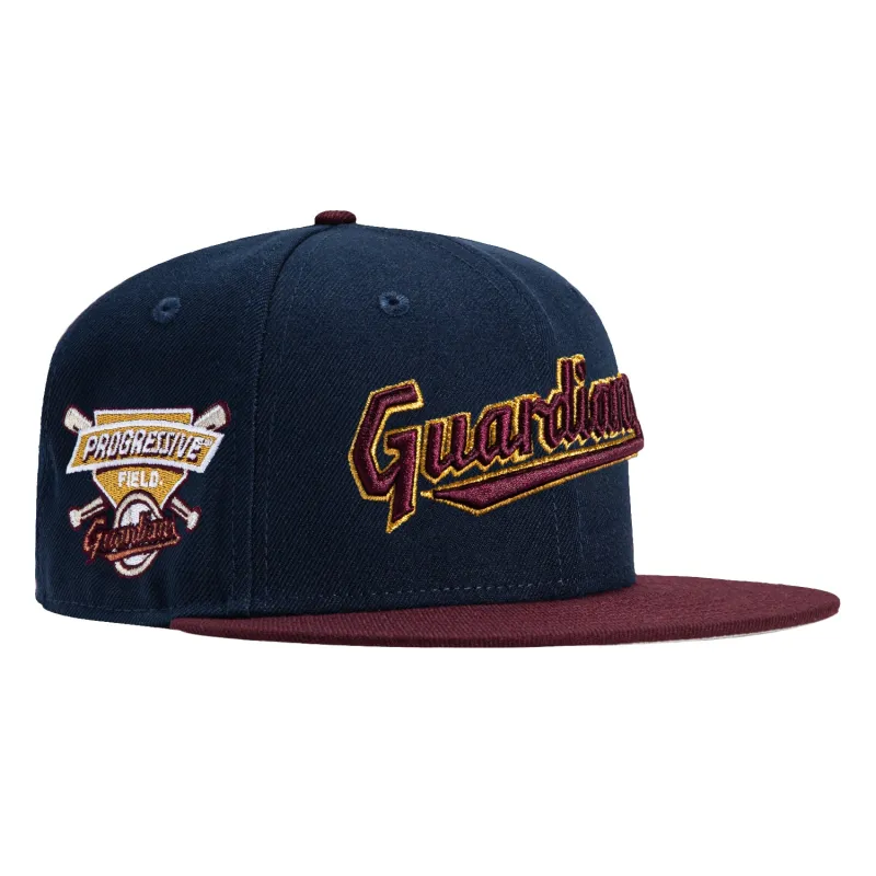 New Era 59Fifty Cleveland Guardians Progressive Field Patch Word Hat - Navy, Maroon made by New Era